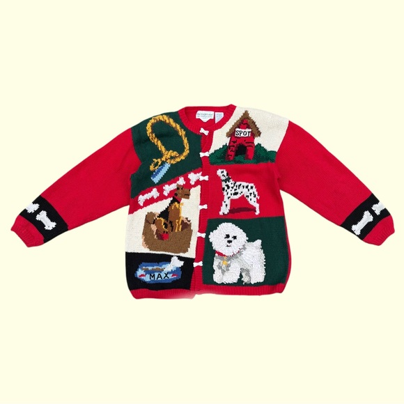 The Eagles Eye Sweaters - Vintage 90s Eagles Eye Dog Hand Knit Cardigan. Sweater Rare Size L Pets  USA